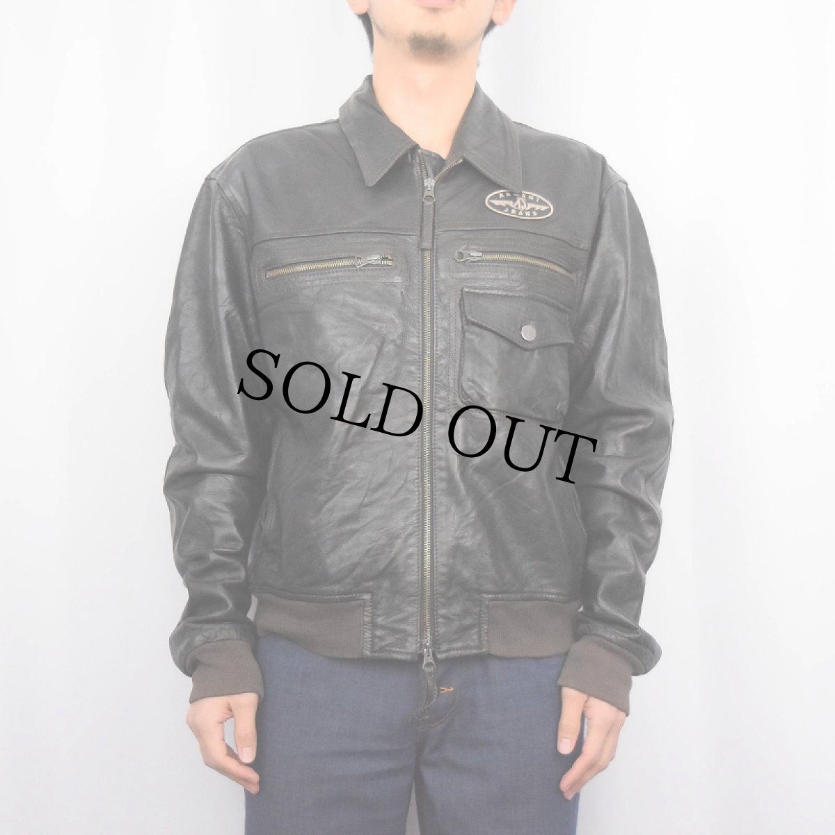 画像3: ARMANI JEANS シングルライダースジャケット DARK BROWN 32 (3)
