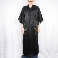 画像4: 80's 龍刺繍 レーヨンガウン BLACK XL (4)