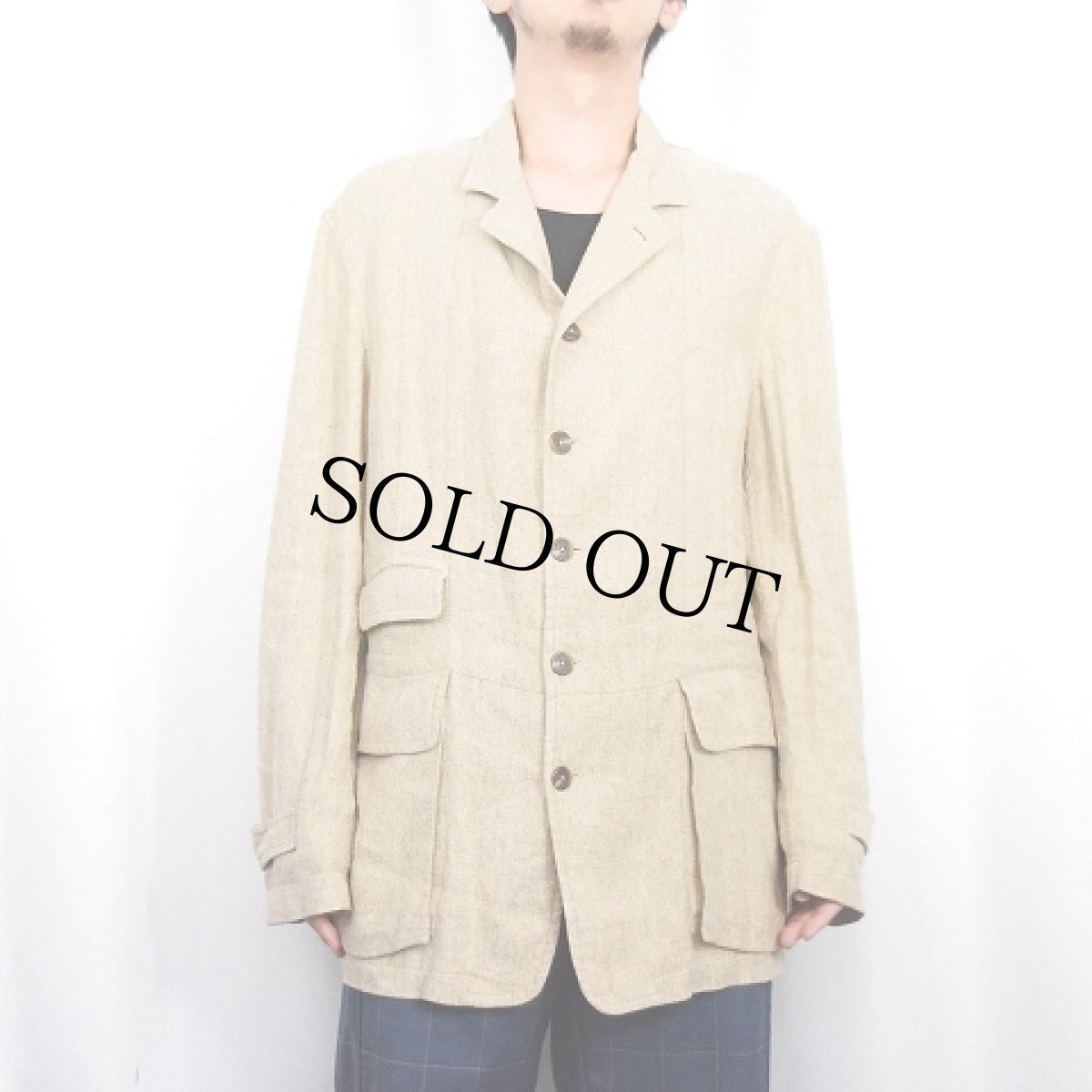 画像2: 90's POLO Ralph Lauren USA製 シルク×リネン ノーフォークジャケット M (2)