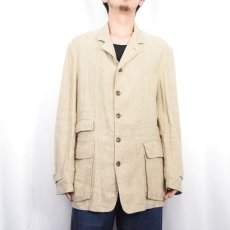 画像2: 90's POLO Ralph Lauren USA製 シルク×リネン ノーフォークジャケット M (2)