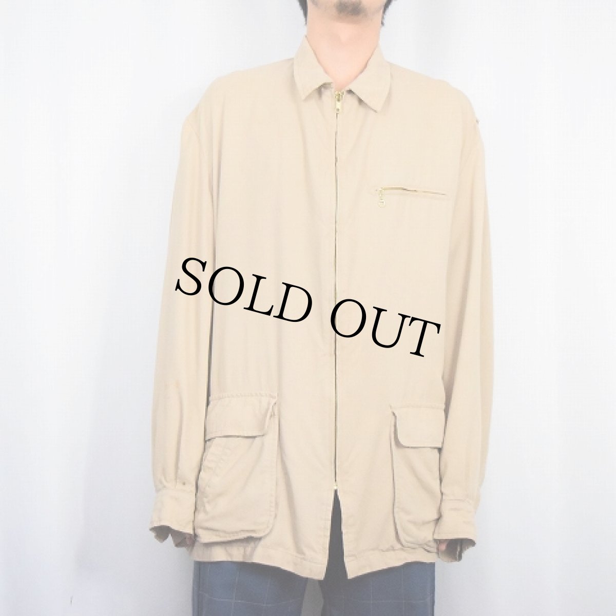 画像2: 90's POLO Ralph Lauren レーヨンギャバジンジャケット L (2)