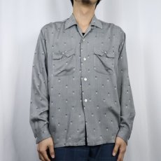画像2: 60's Kentfield 柄織 オープンカラー レーヨンシャツ L (2)