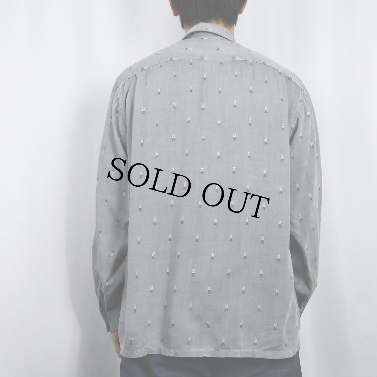 画像3: 60's Kentfield 柄織 オープンカラー レーヨンシャツ L (3)