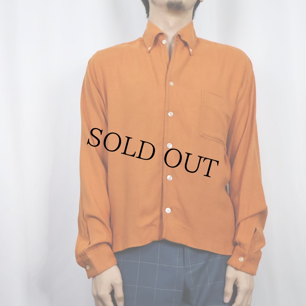 画像2: 60's PURITAN USA製 ボタンダウン コットンレーヨンシャツ M (2)