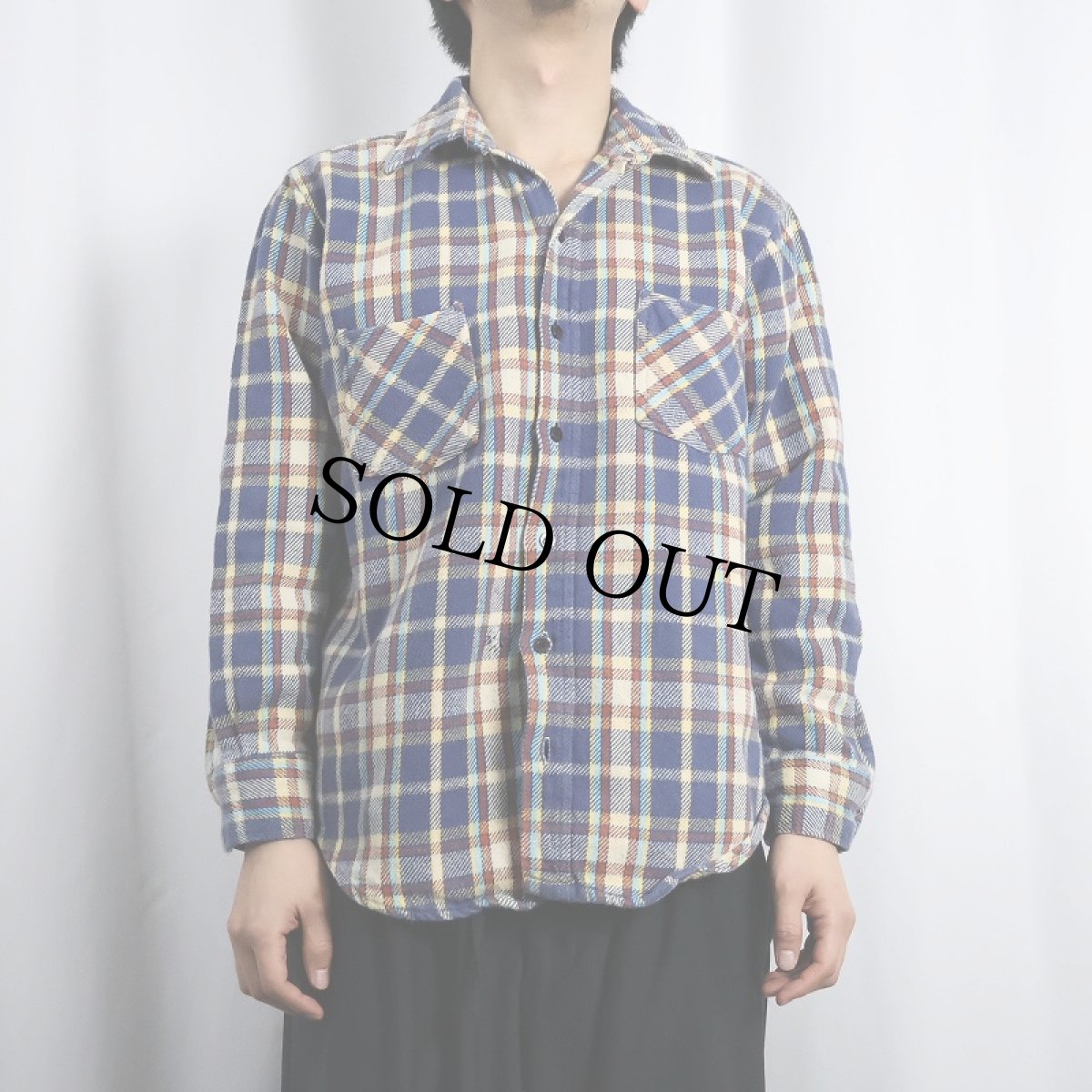 画像2: 70's MONTGOMERY WARD チェック柄ネルシャツ L (2)