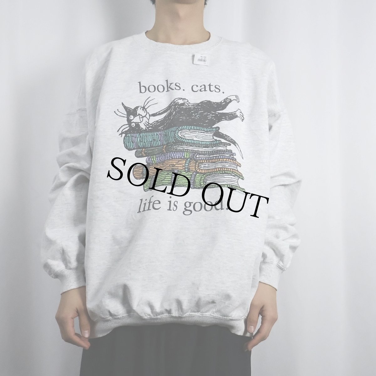 画像2: Edward Gorey "books.cats." イラストプリントスウェット XL (2)