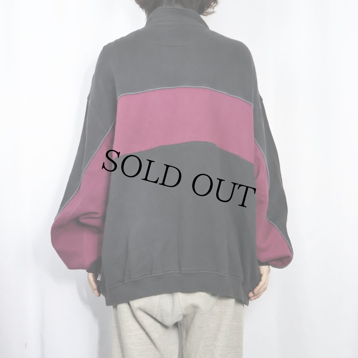 画像3: 90's DISCUS ATHLETIC ボーダー柄 2トーン スウェットジップジャケット 3XL (3)