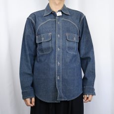 画像2: 60's〜 ラウンドヨーク デニムワークシャツ (2)