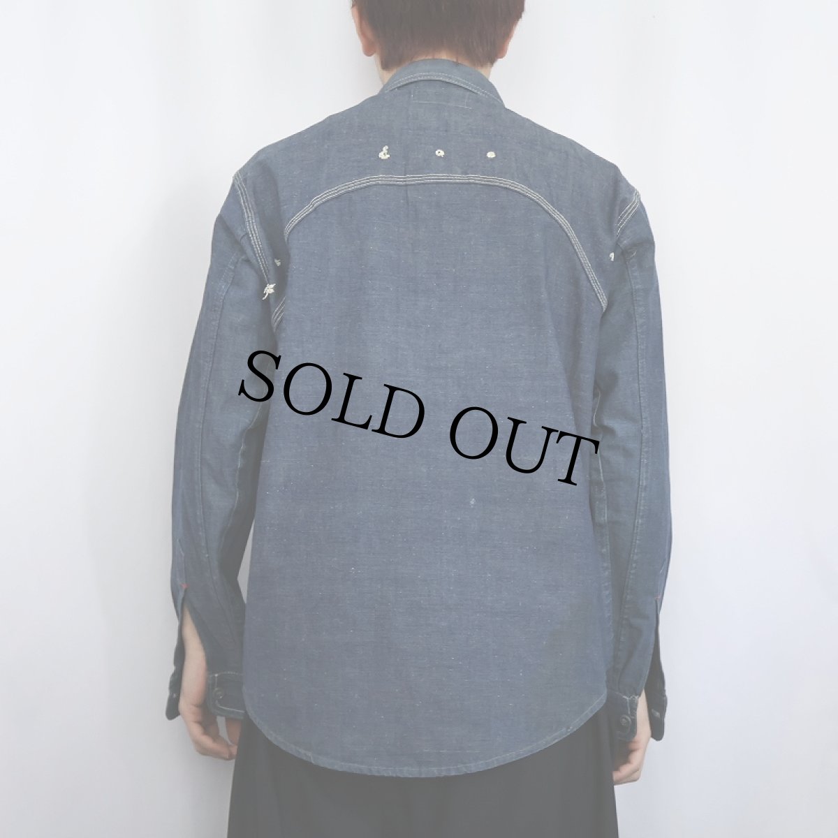 画像3: 60's〜 ラウンドヨーク デニムワークシャツ (3)