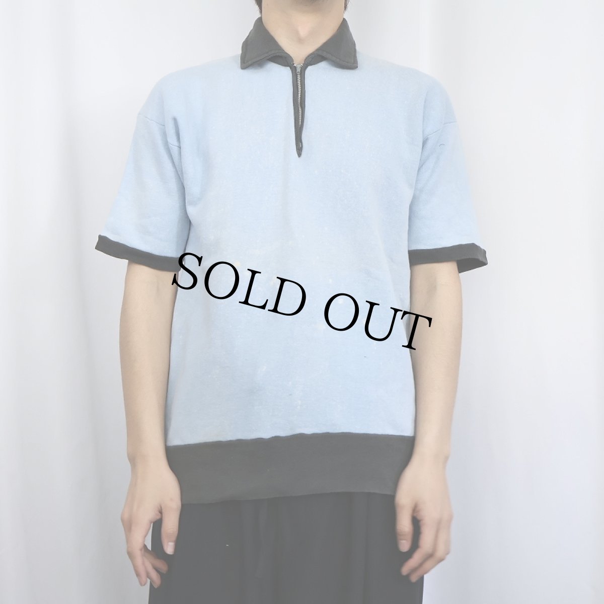 画像2: 60's Hanes BREEZE SHIELD ハーフジップ 2トーンスウェット XL (2)