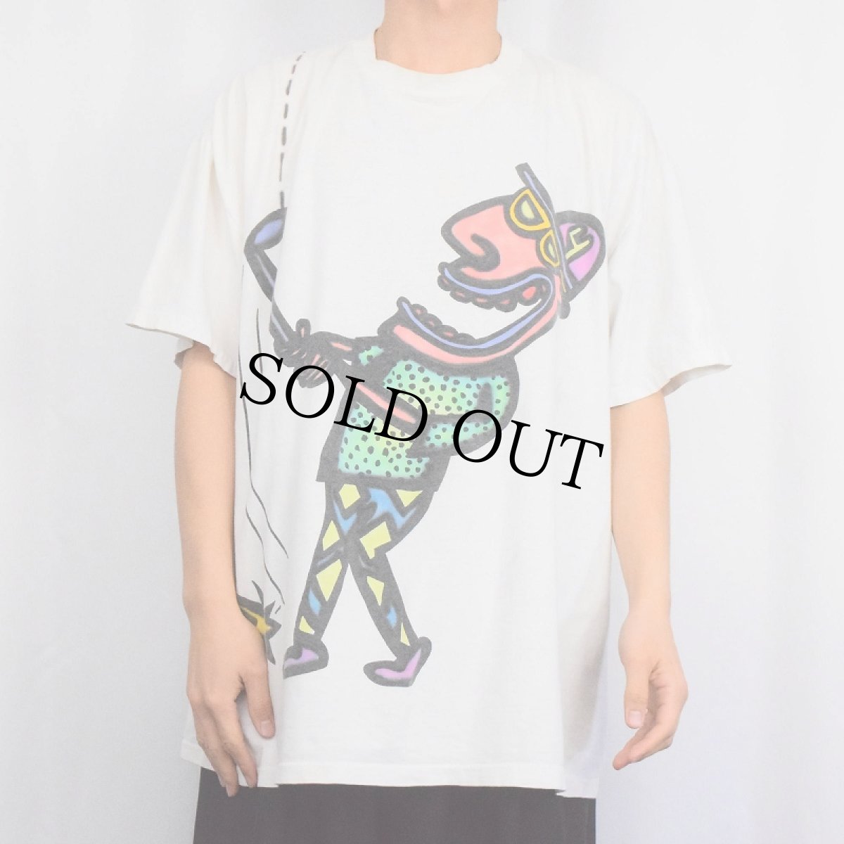 画像3: 90's Gary Hirsch ハンドペイント アートプリントTシャツ XXL (3)