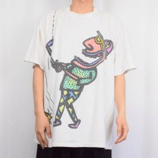 画像3: 90's Gary Hirsch ハンドペイント アートプリントTシャツ XXL (3)