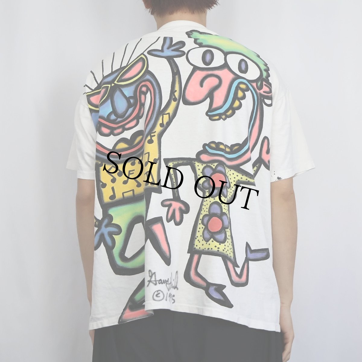 画像4: 90's Gary Hirch ハンドペイント アートプリントTシャツ XL (4)