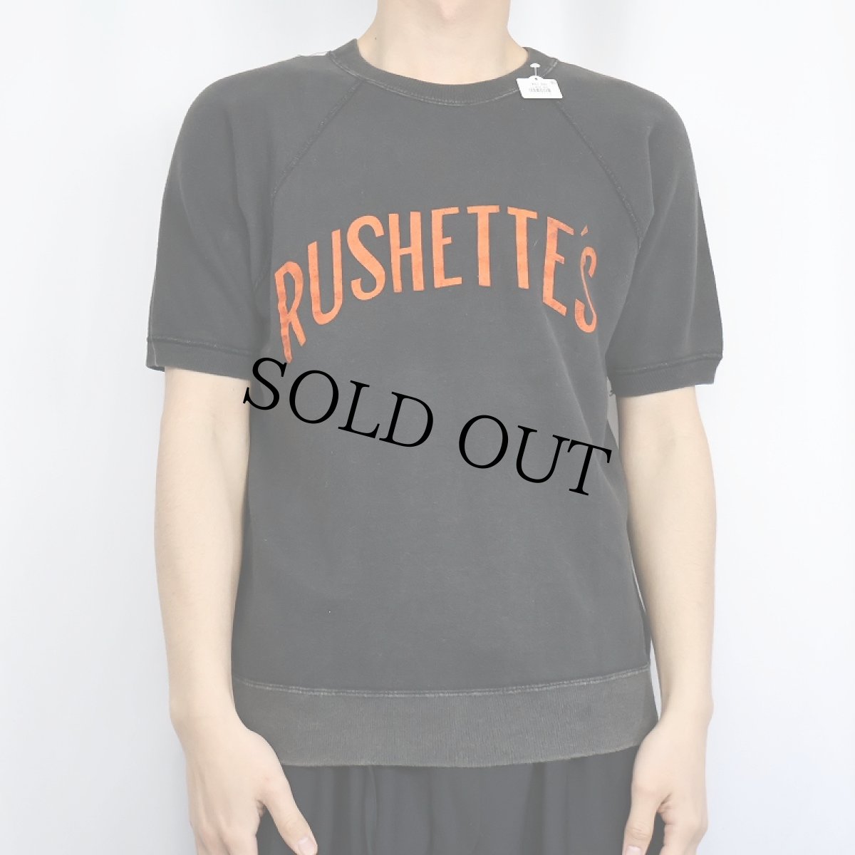 画像3: 60's "RUSHETTE'S" カラーフロッキープリント ラグラン半袖スウェット BLACK (3)