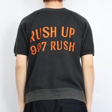 画像4: 60's "RUSHETTE'S" カラーフロッキープリント ラグラン半袖スウェット BLACK (4)