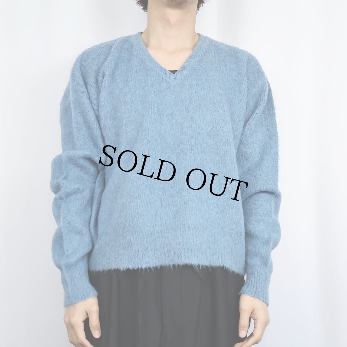 画像2: 60's Rob Scot Vネック モヘアニットセーター M (2)