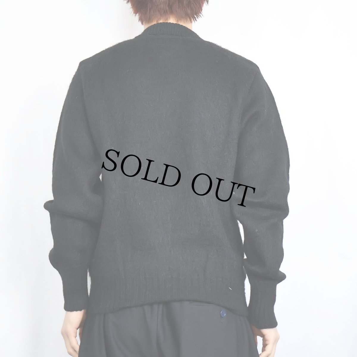 画像3: 60's Highland Vネック ブラックモヘア ニットセーター M (3)