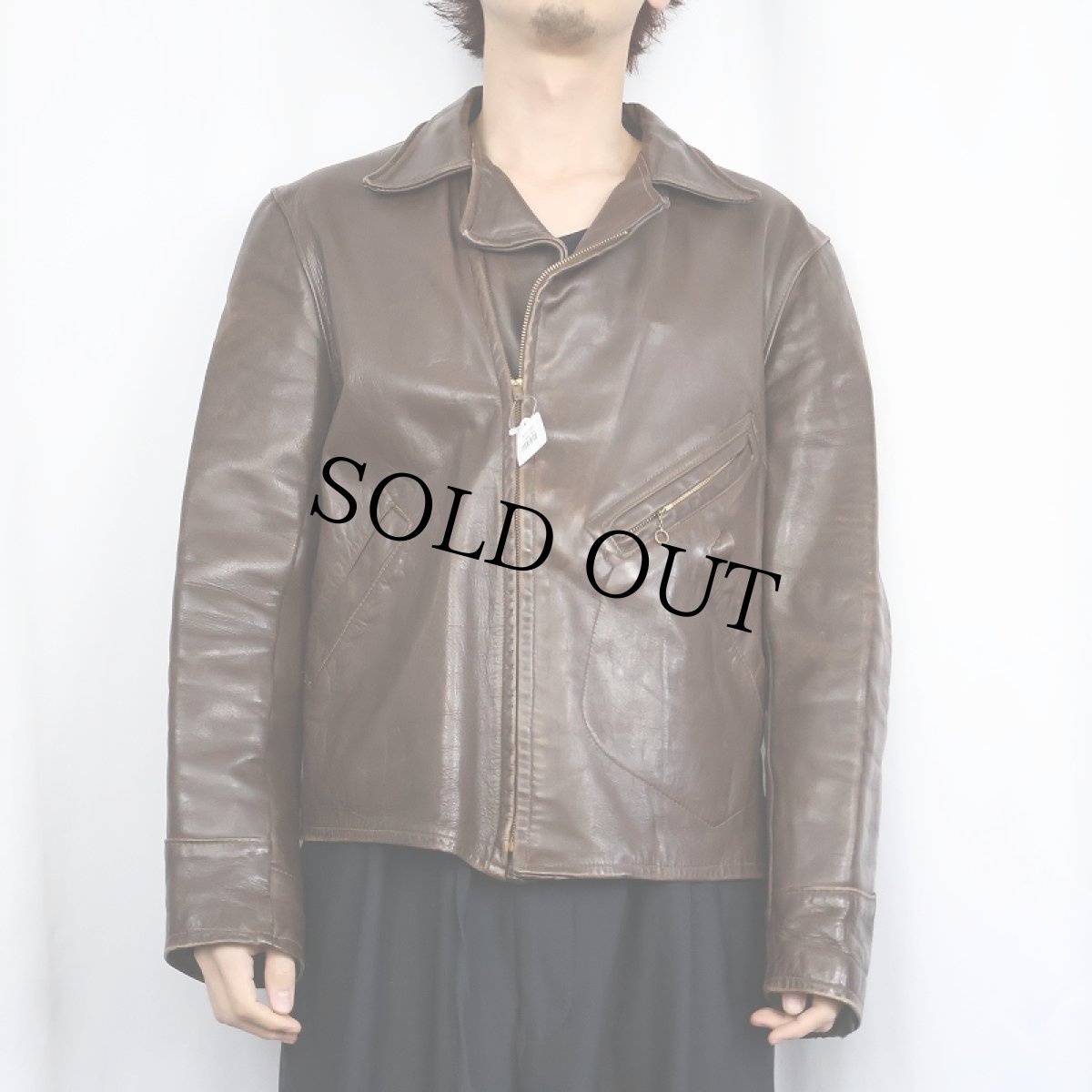 画像2: 50's Genuine American Dポケ ホースハイド ダブルライダースジャケット (2)