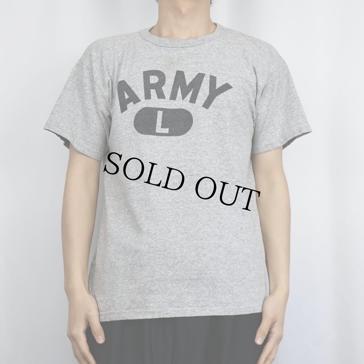 画像2: 80's Champion トリコタグ USA製 88/12 "ARMY" 染み込みプリントTシャツ L (2)