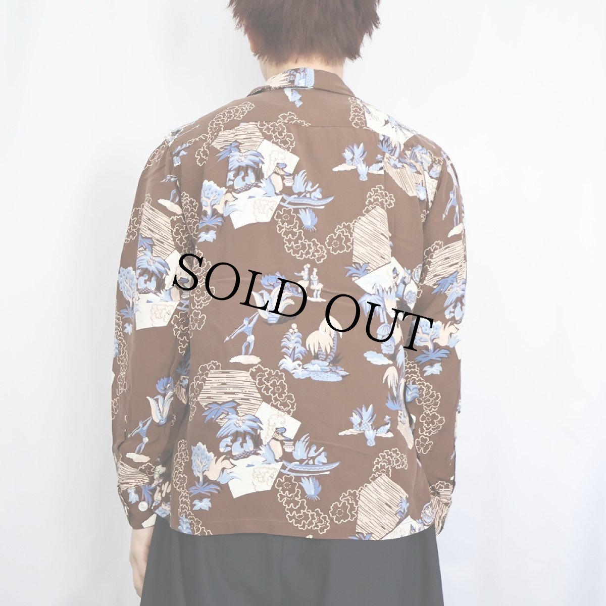 画像3: 40's DUKE KAHANAMOKU オールオーバーパターン レーヨンアロハシャツ M (3)