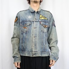画像3: 70's Levi's 70505 バイカー ハンドペイント ワッペンカスタム デニムジャケット (3)