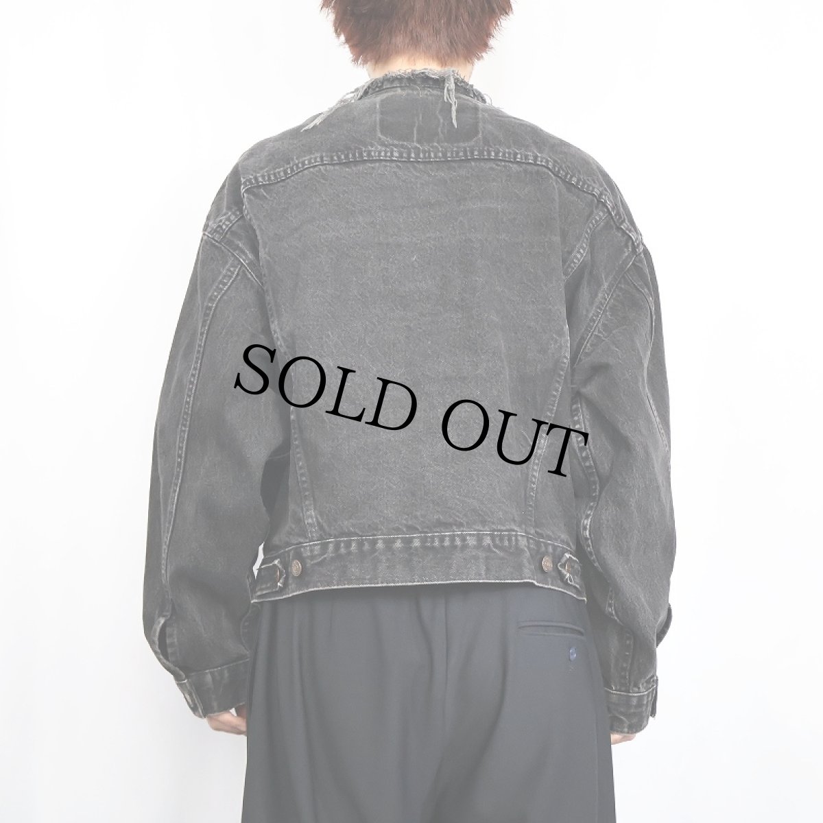 画像3: 90's Levi's 70598 USA製 カットオフ ブラックデニムジャケット LARGE (3)
