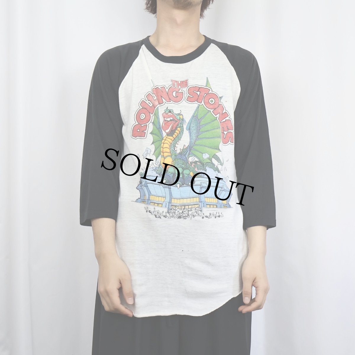 画像3: 80's The Rolling Stones USA製 ロックバンド ツアープリント ラグランTシャツ XL (3)