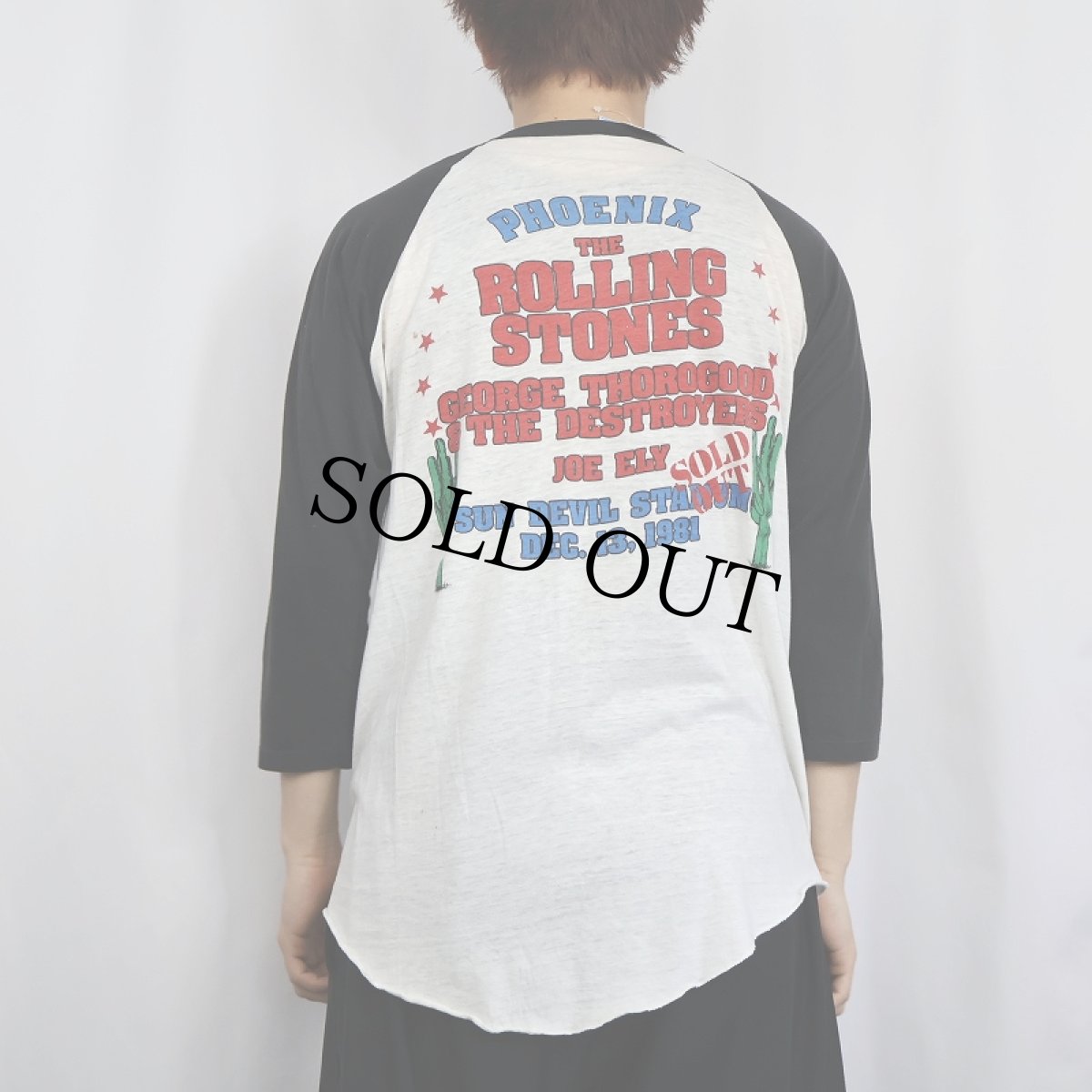 画像4: 80's The Rolling Stones USA製 ロックバンド ツアープリント ラグランTシャツ XL (4)