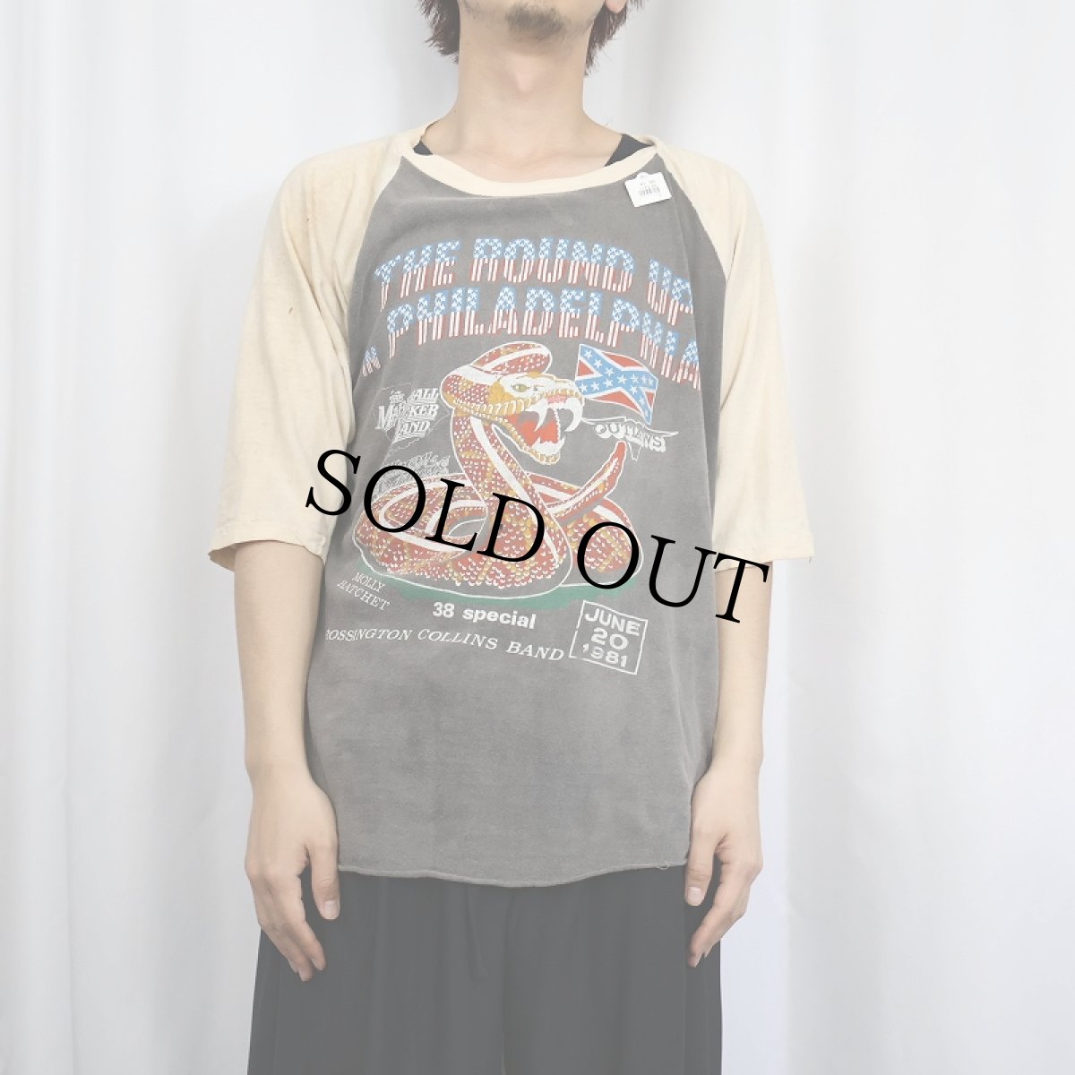 画像3: 80's "THE ROUND UP" パキ綿 ミュージックフェスティバル ラグランTシャツ (3)