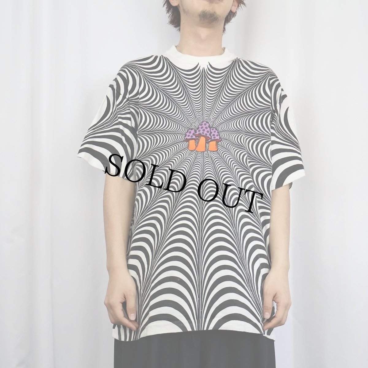 画像2: 90's マッシュルーム サイケデリック 大判プリントTシャツ XL (2)