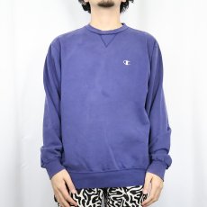 画像2: 90's Champion USA製 ロゴ刺繍 前Vスウェット L (2)