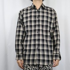 画像2: PENDLETON オンブレーチェック柄 ウールシャツ M (2)