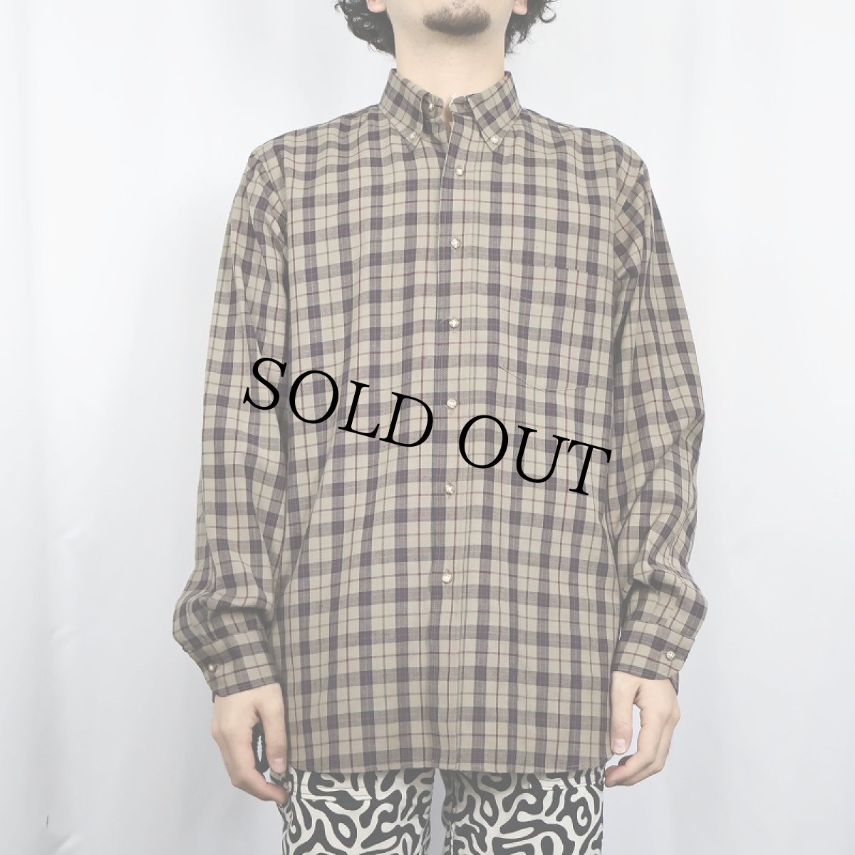 画像2: 80's PENDLETON USA製 チェック柄 ウールボタンダウンシャツ L (2)