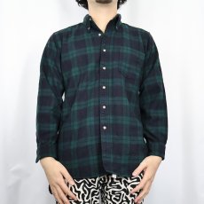 画像2: 70's PENDLETON USA製 チェック柄 ウールボタンダウンシャツ M (2)