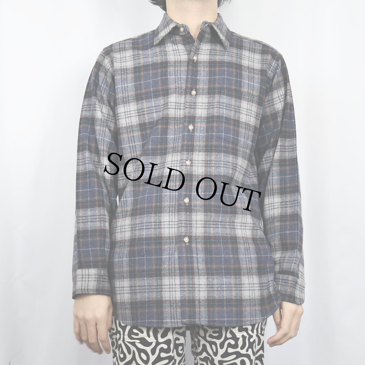 画像2: 70's PENDLETON USA製 チェック柄 ウールシャツ M (2)