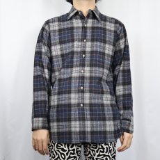画像2: 70's PENDLETON USA製 チェック柄 ウールシャツ M (2)