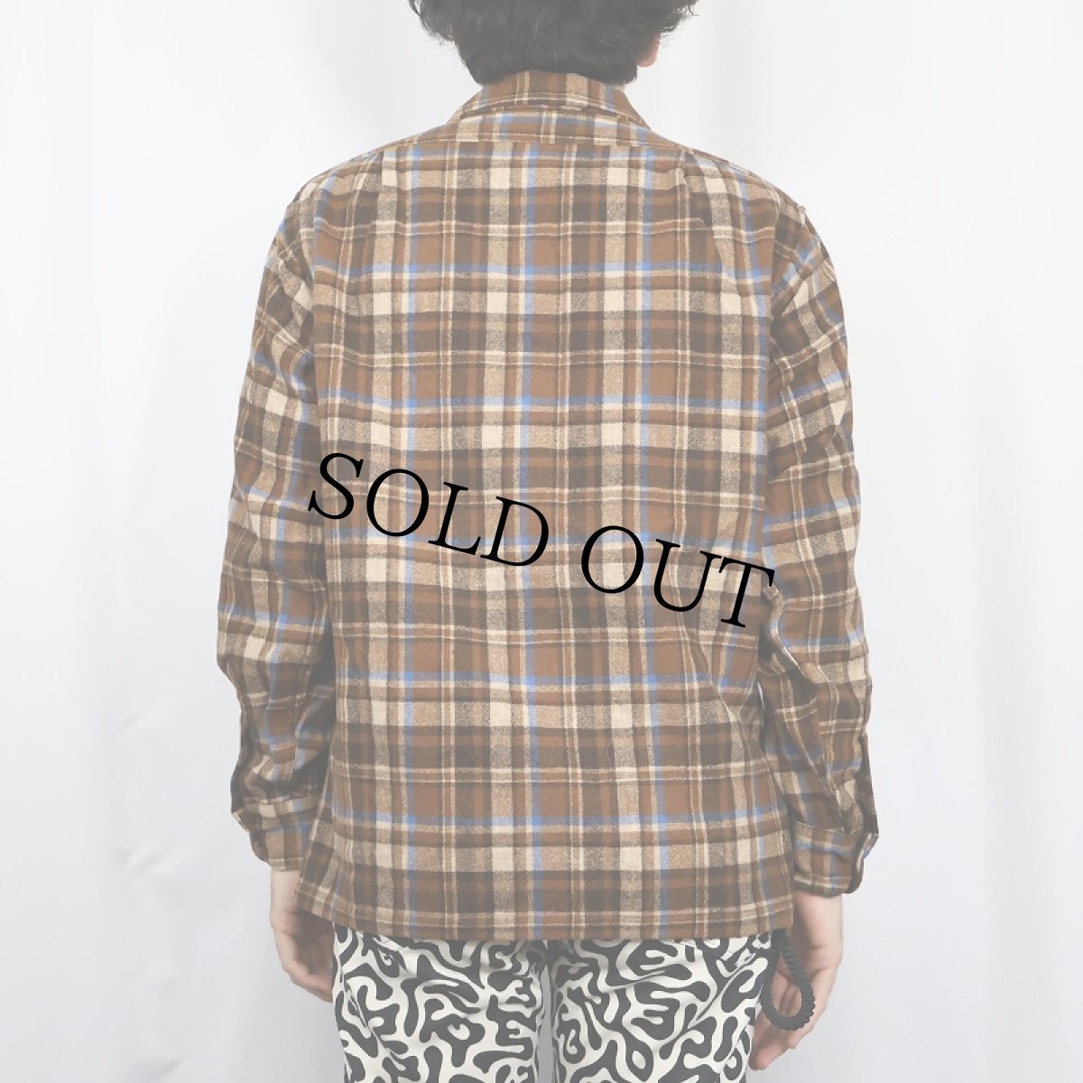 画像3: 70's PENDLETON USA製 チェック柄 ウールオープンカラーシャツ M (3)