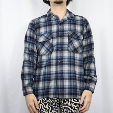 画像2: 70's PENDLETON USA製 チェック柄 ウールオープンカラーシャツ M (2)