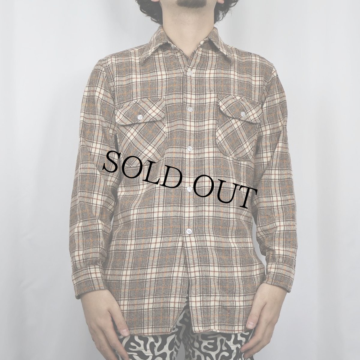 画像2: 70's PENDLETON USA製 チェック柄 ウールシャツ M (2)