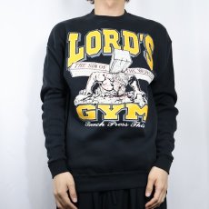 画像2: LORD'S GYM "HIS PAIN YOUR GAIN" ジーザス パロディプリントスウェット BLACK M (2)