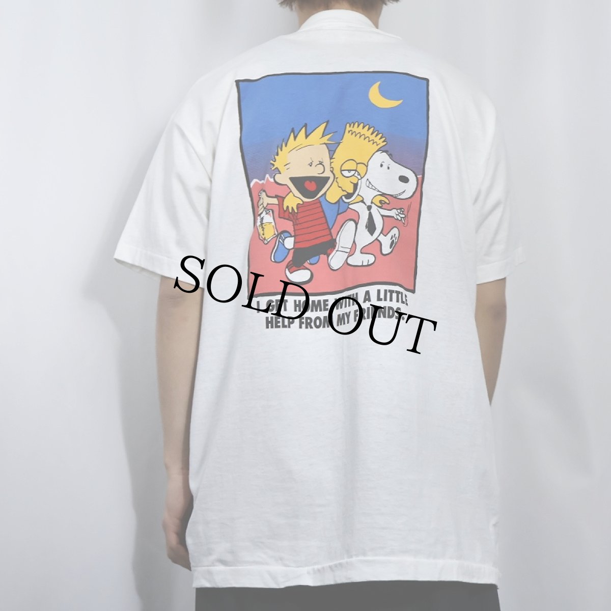 画像3: 90's USA製 "I get home with a little help from my friends" キャラクタープリントTシャツ XL (3)