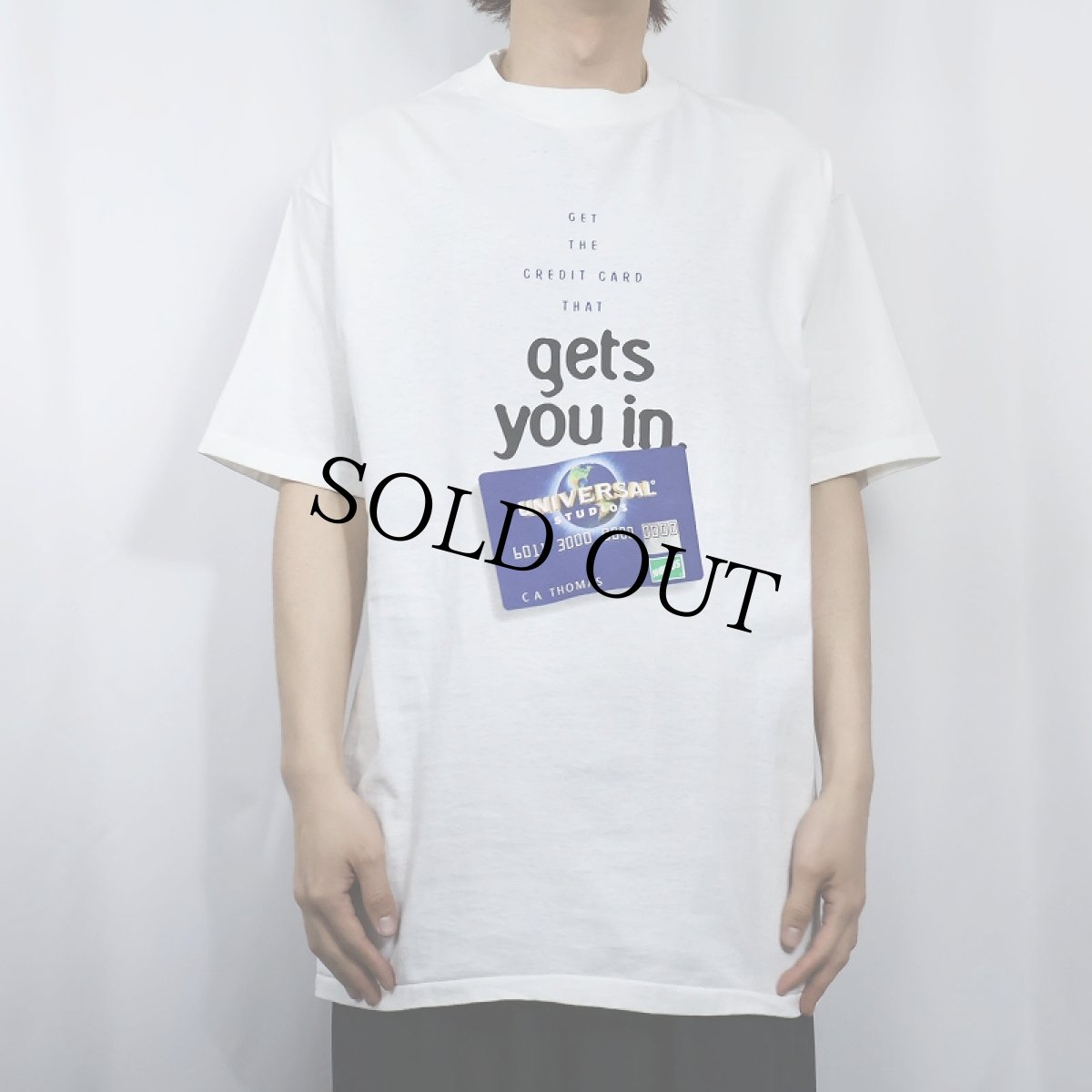 画像2: 90's UNIVERSAL STUDIOS CREDIT CARD クレジットカード会社プリントTシャツ L (2)