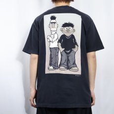 画像4: 90's USA製 "be bert. be ernie. just be."  Calvin Klein パロディプリントTシャツ BLACK L (4)