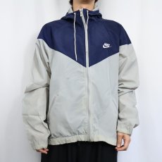 画像2: 90's NIKE 銀タグ 切り替えデザイン ナイロンジップパーカー XL (2)