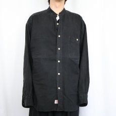 画像2: 90's ON THE BRINK バンドカラー シルク×コットンシャツ BLACK XL (2)
