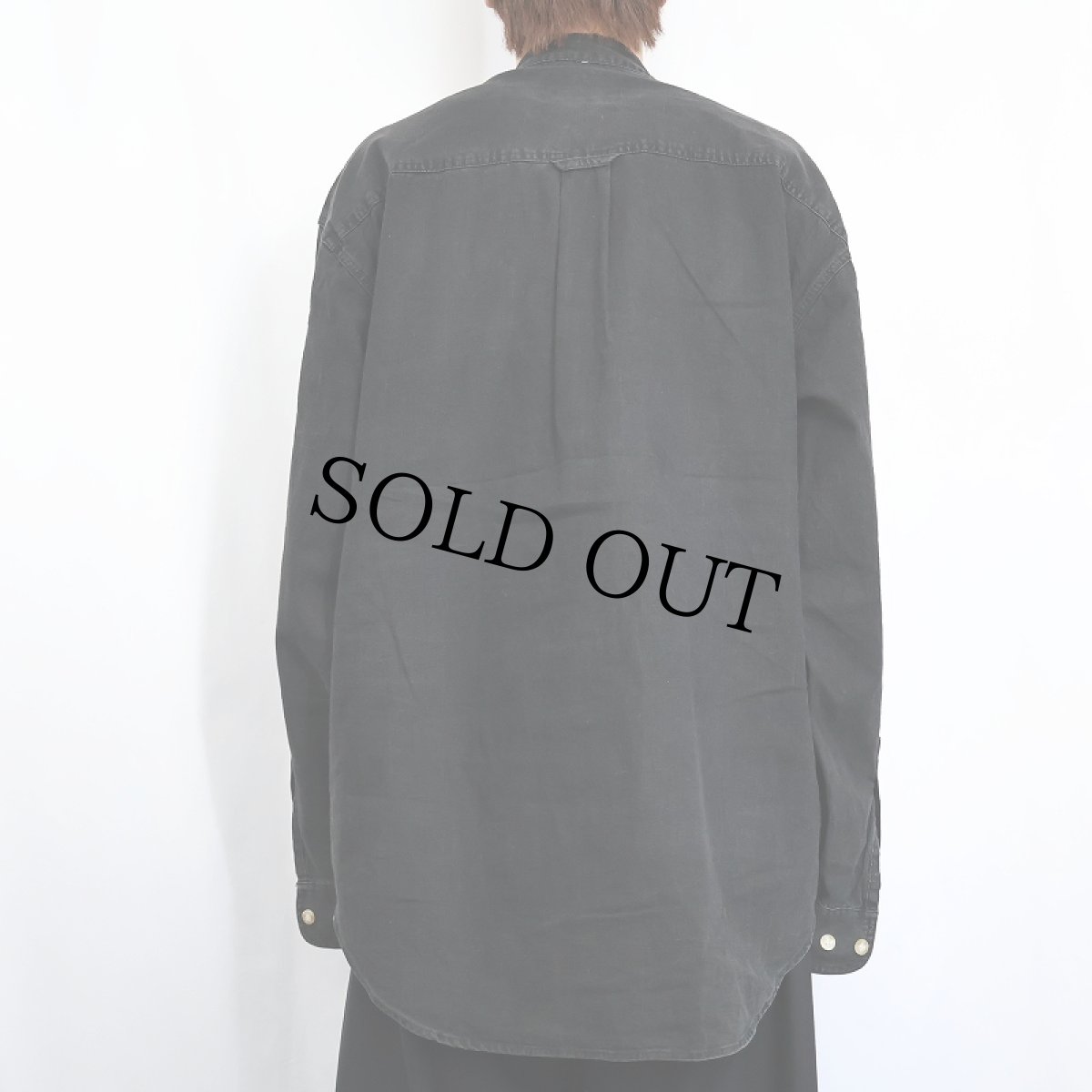 画像3: 90's ON THE BRINK バンドカラー シルク×コットンシャツ BLACK XL (3)