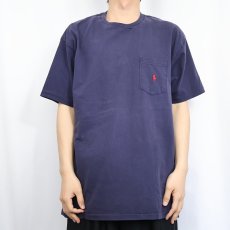 画像2: 90's POLO Ralph Lauren USA製 ロゴ刺繍 ポケットTシャツ L (2)