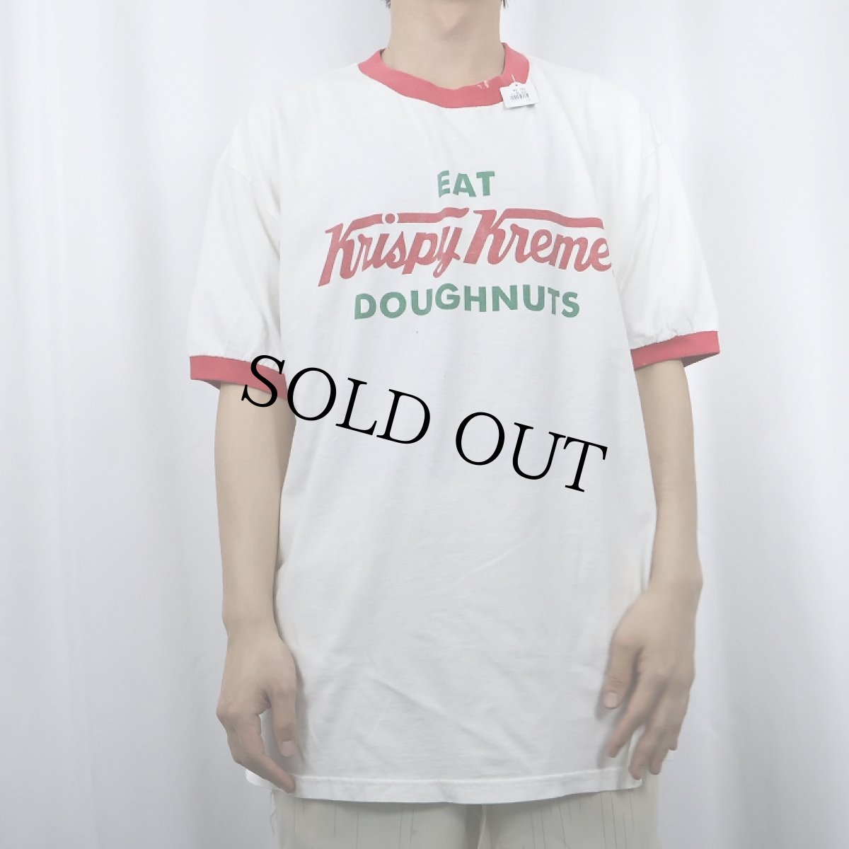 画像2: Krispy Kreme Doughnuts ドーナツショップ プリント リンガーTシャツ XL (2)