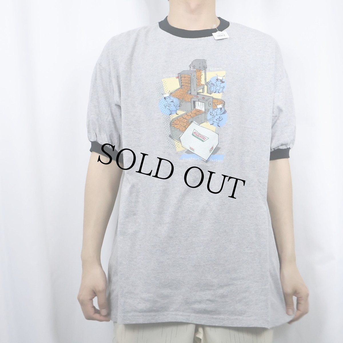 画像2: Krispy Kreme Doughnuts ドーナツショップ プリント リンガーTシャツ XL (2)