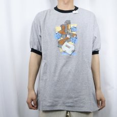 画像2: Krispy Kreme Doughnuts ドーナツショップ プリント リンガーTシャツ XL (2)